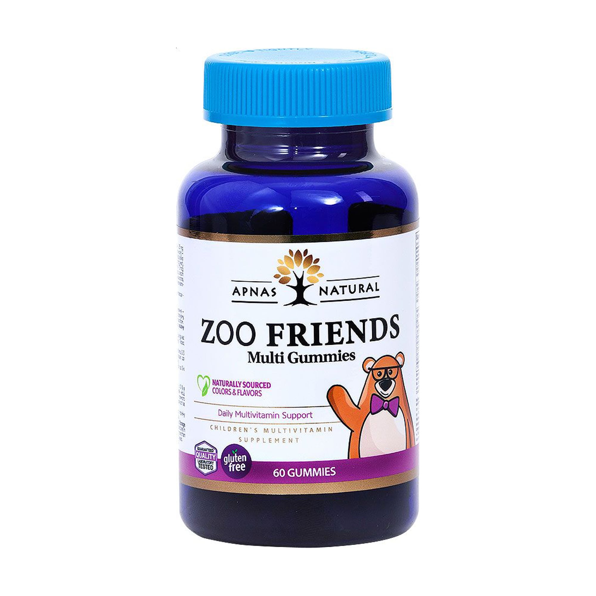 Мультивітаміни для дітей Apnas Natural Zoo Friends Multi Gummies, 60 жувальних капсул